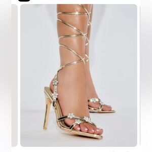 Carried Away Wrap Up Heels - Gold